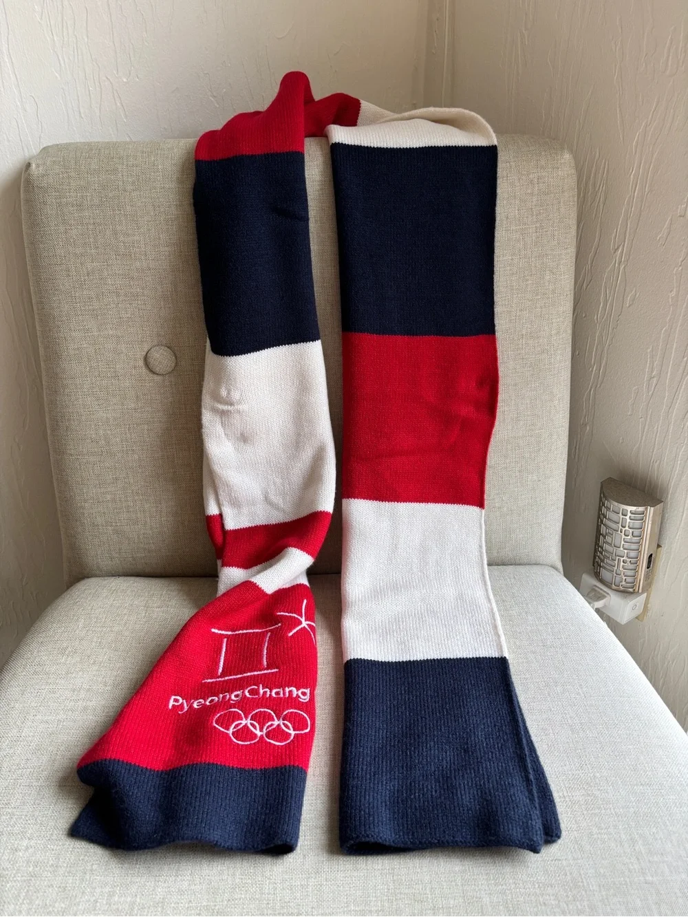 USA Scarf PyeongChang 2018 Winter Olympics Knit Scarf - Red White Blue